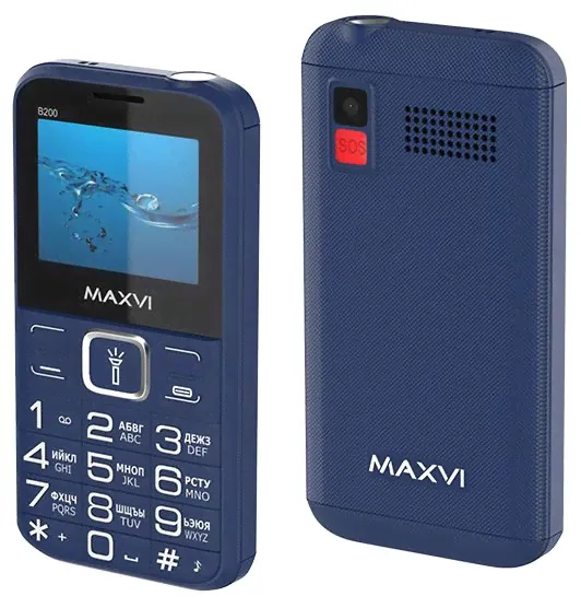 Мобильный телефон кнопочный Мобильный телефон кнопочный MAXVI B200 Blue-0