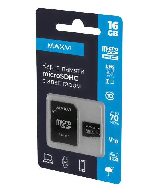 Maxvi Карта памяти 16 ГБ (MSD16GBC10V10)-0
