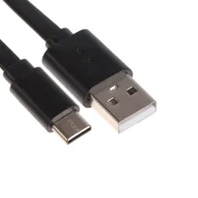 Кабель Maxvi MC-02F, Type-C - USB, 2 А, 1 м, PVC оплетка, плоский, черный